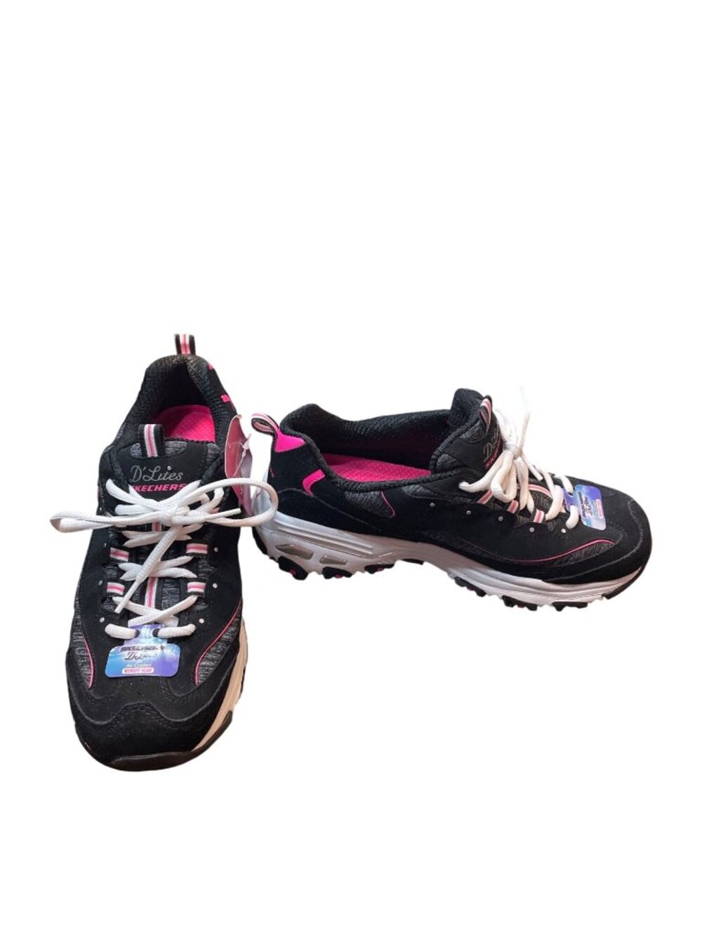 Skechers D'lites wms black pink cooled mem foam low sneakers sz 8.5W SKU 10-376